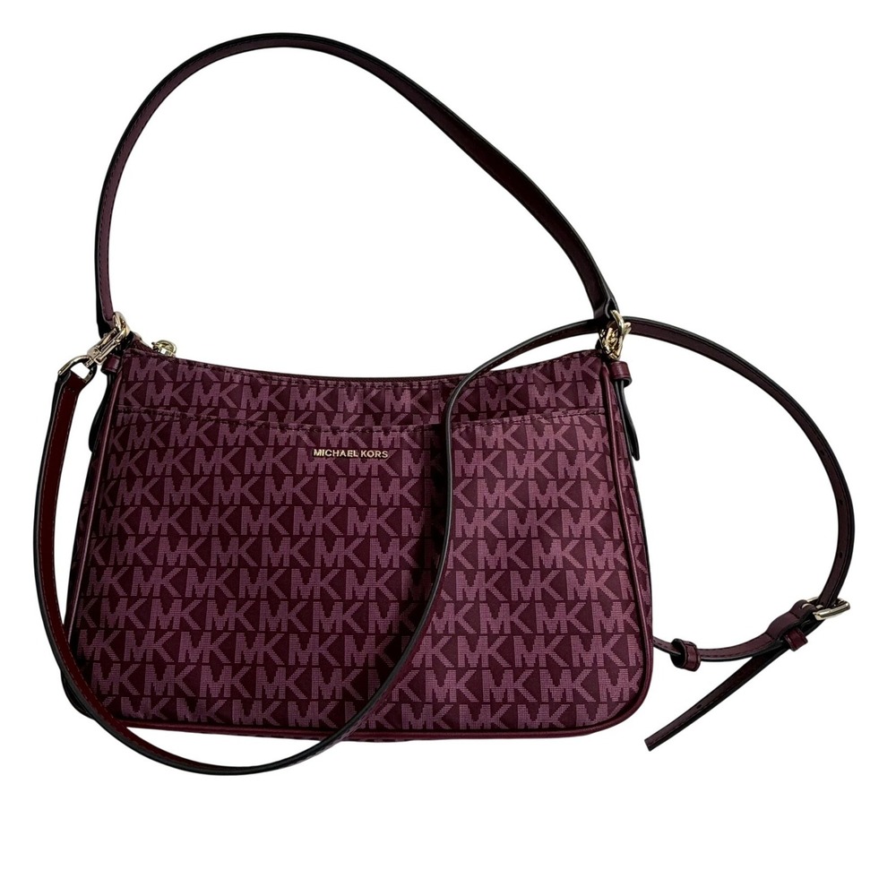 Michael‎ Kors Jet Set Merlot Monogram Jacquard Crossbody Bag